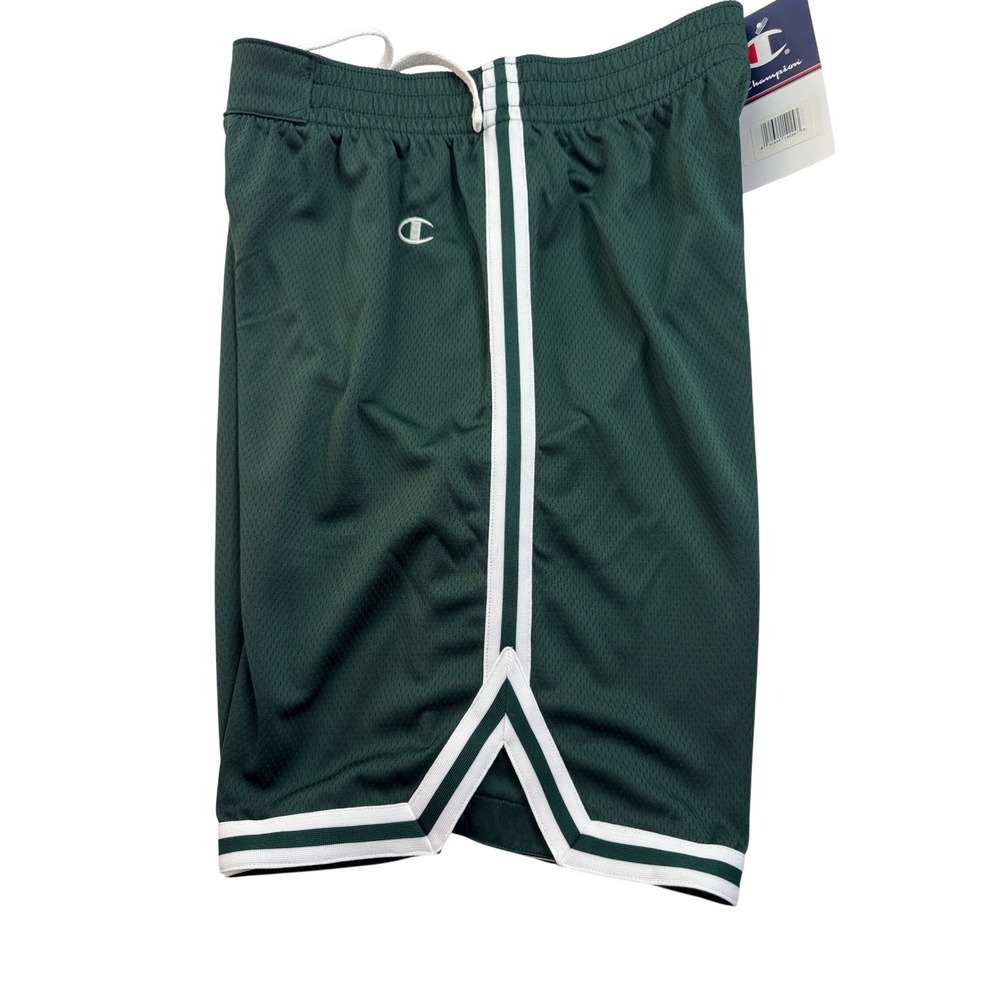 Champion Men Mesh Basketball Shorts Green White Striped Small NWT athletic Sport